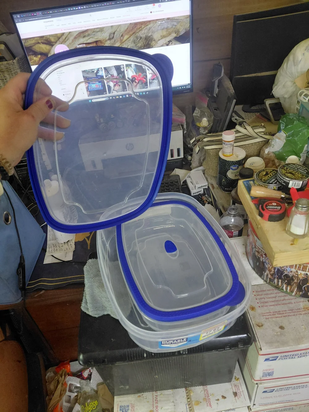 4-piece Kroger BPA-Free Durable Plastic Food Storage Container set featuring a c